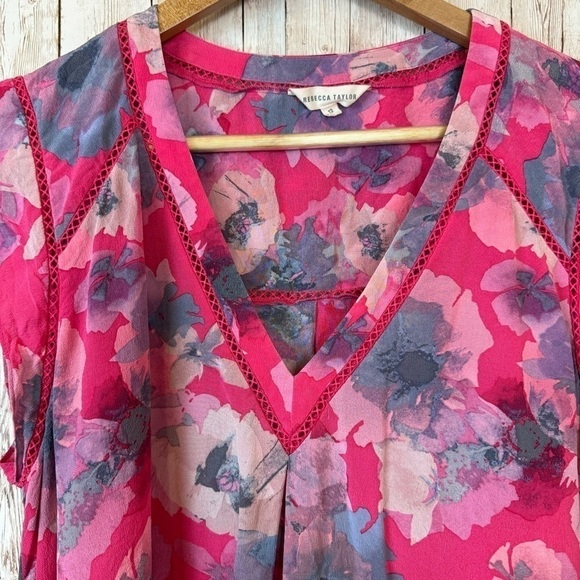 Rebecca Taylor Floral Print Top Size‎ 12 Women - Picture 3 of 11